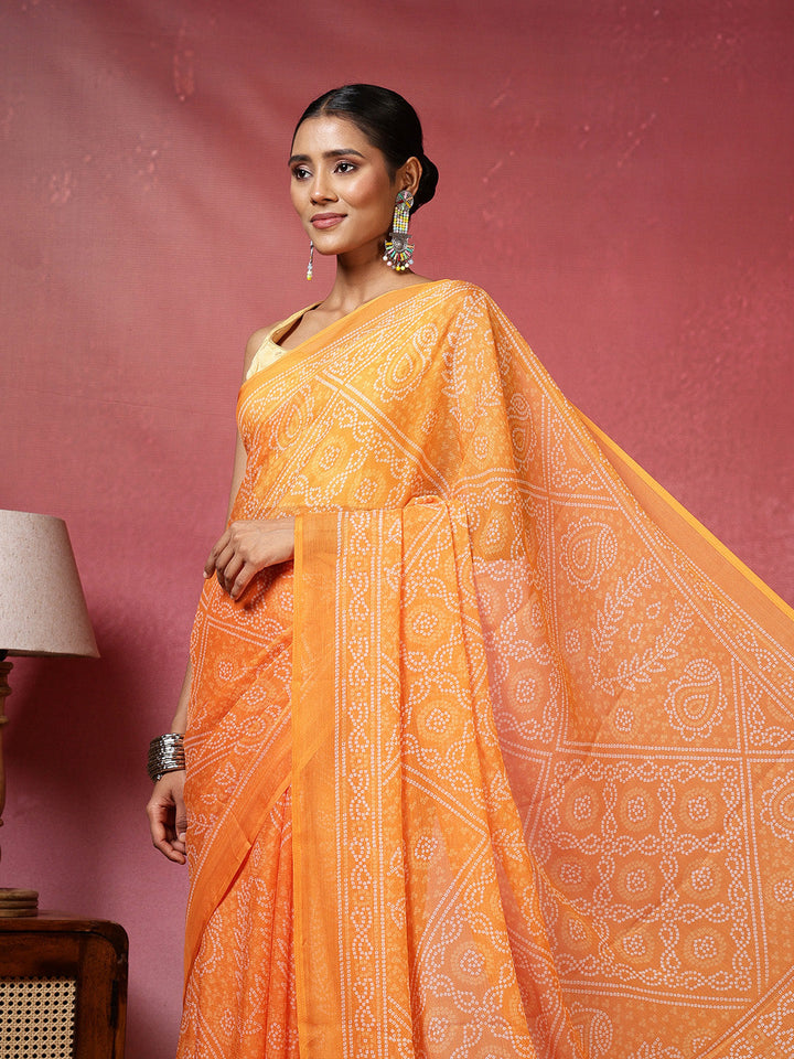 Bandhani Printed Chiffon Saree