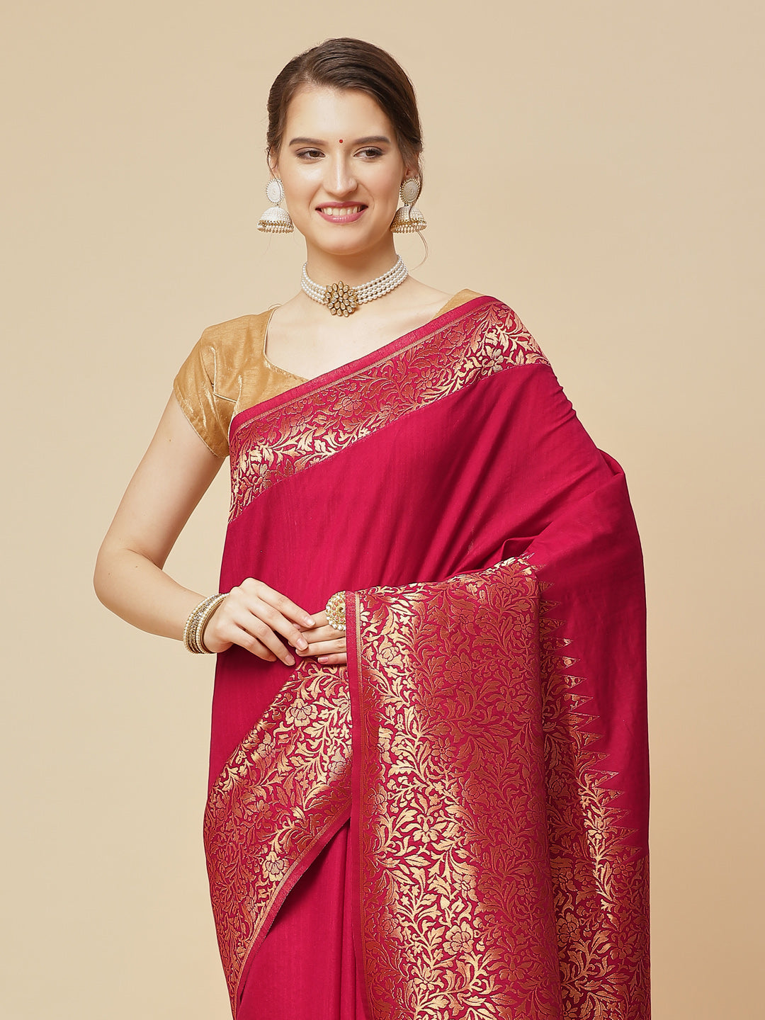 Brocade Zari Jaal Art Handloom Woven Saree