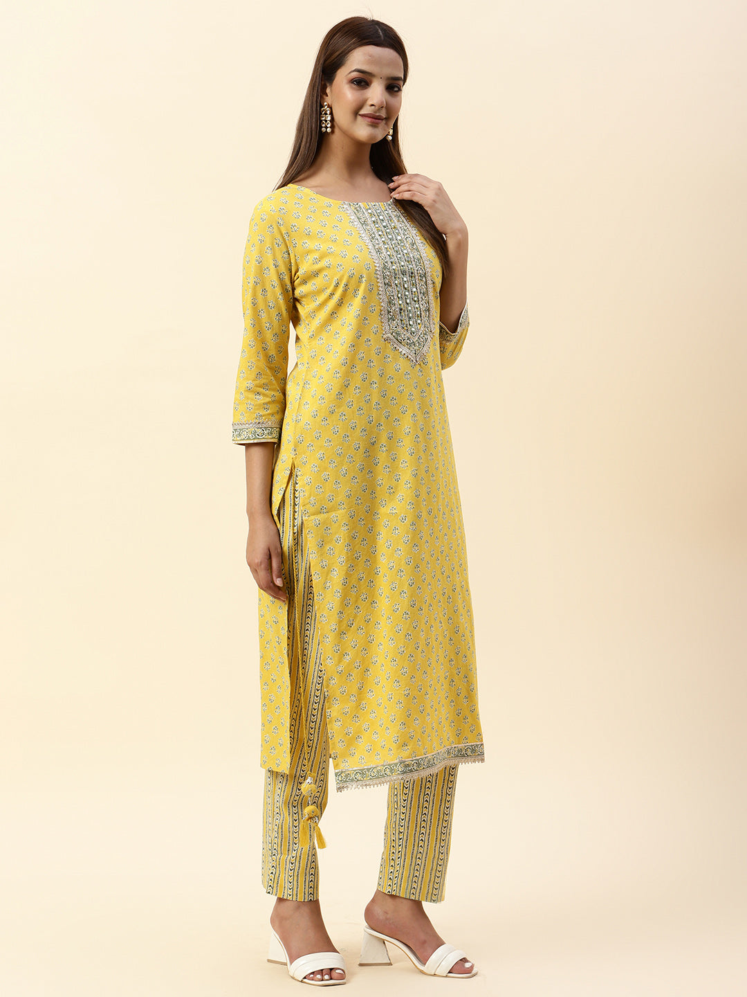 Printed Cotton Kurta With Pants