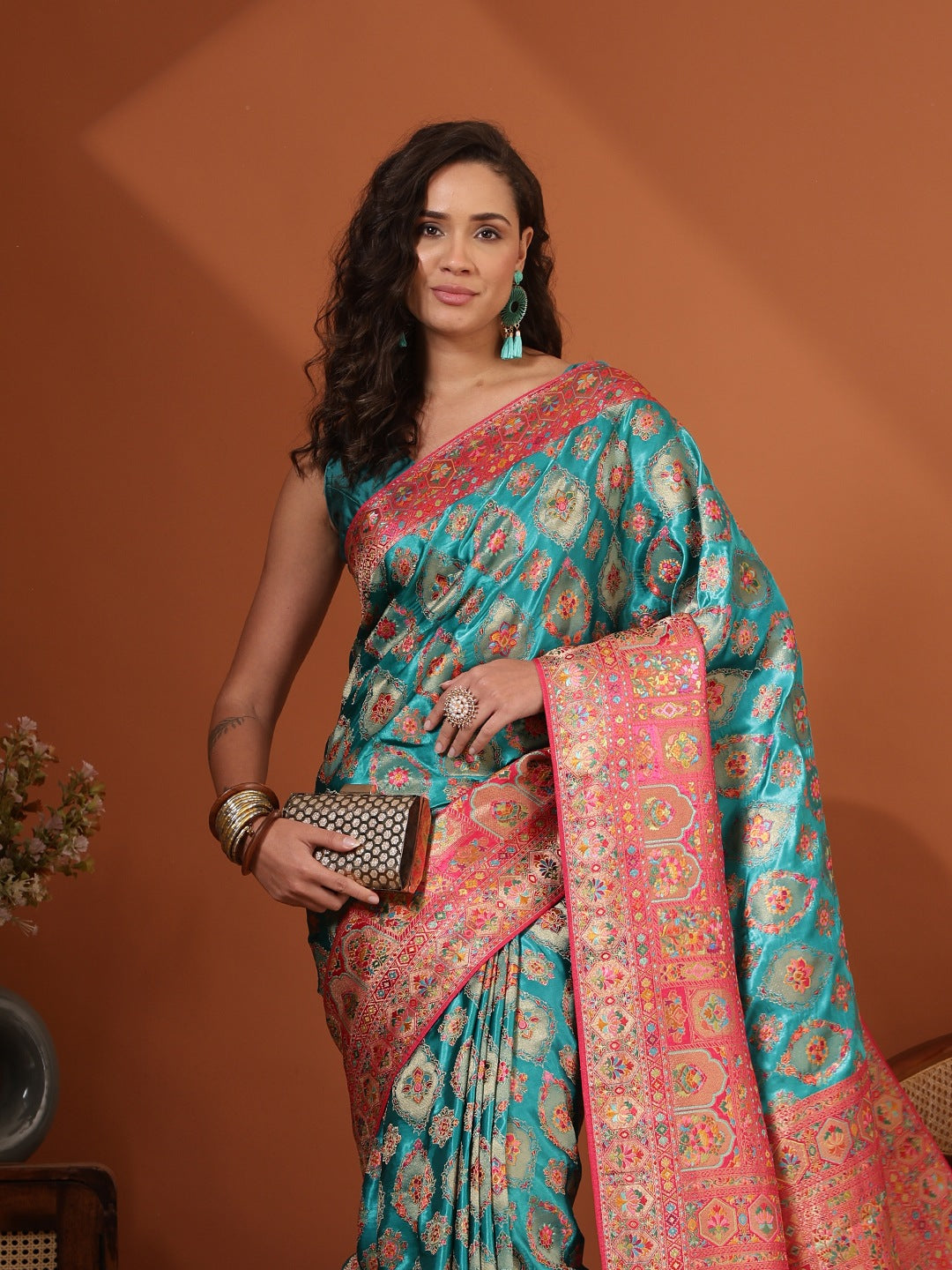Woven Design Satin Saree