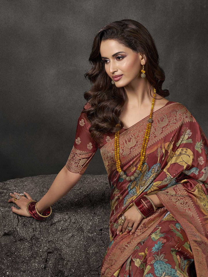 Tropical Printed Dola Silk Saree
