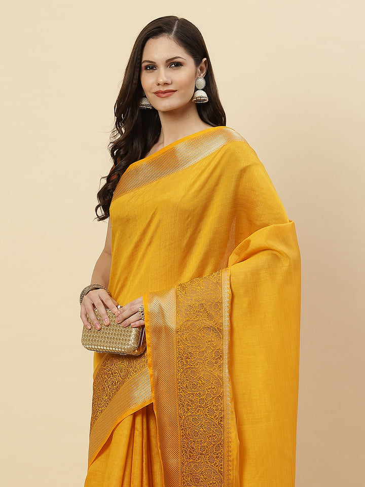 Plain Zari Border Art Handloom Woven Saree