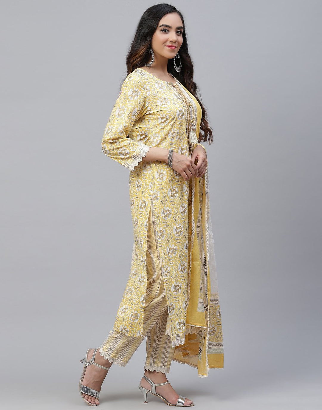 Printed Stitched Cotton Salwar Kameez With Dupatta