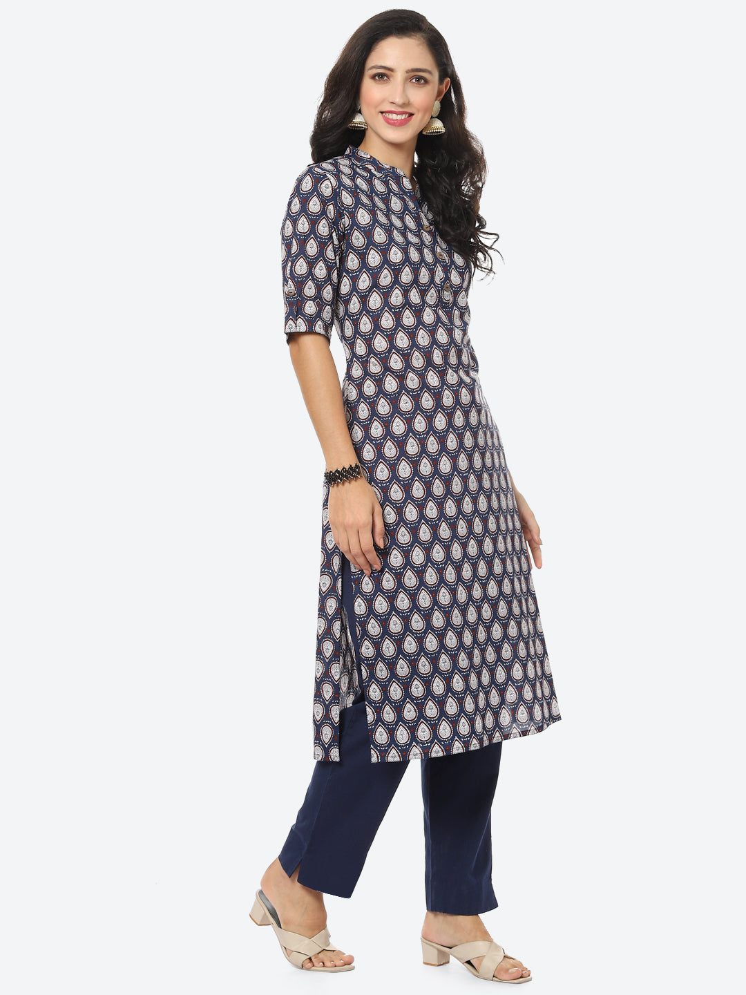 Blue Printed Cotton Kurti