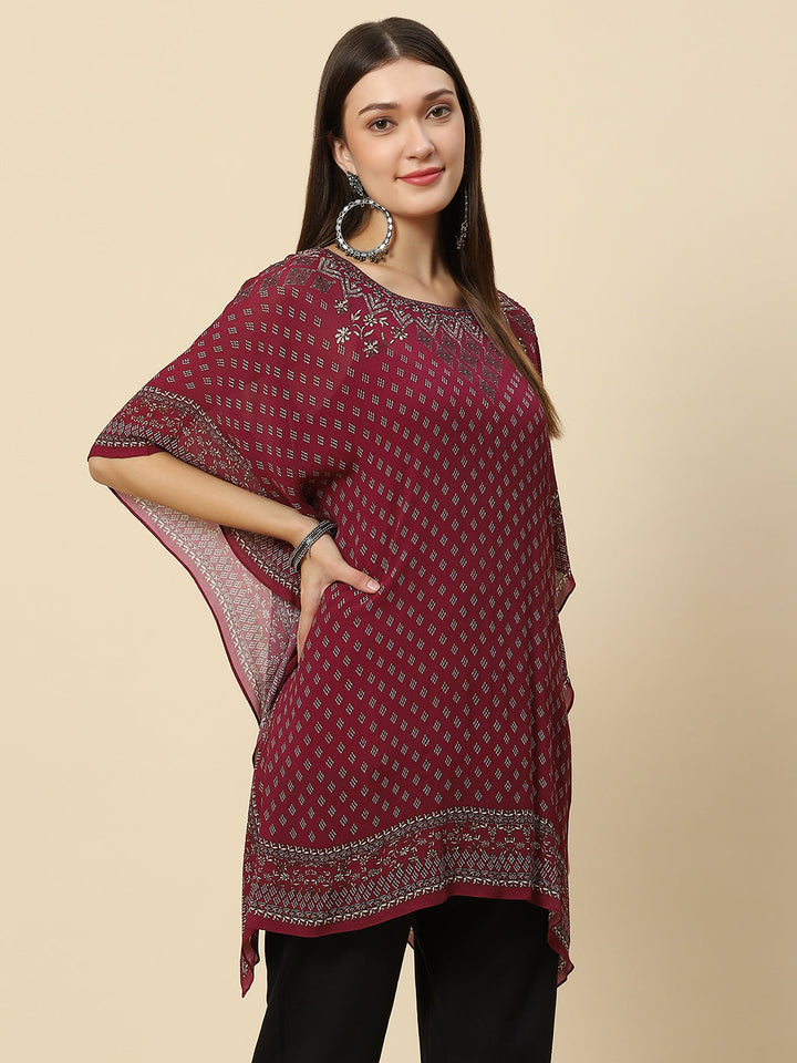 Digital Printed Georgette Kaftan Kurta