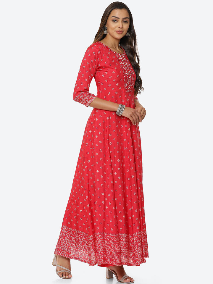 Mirror Work Printed Handloom Kurta