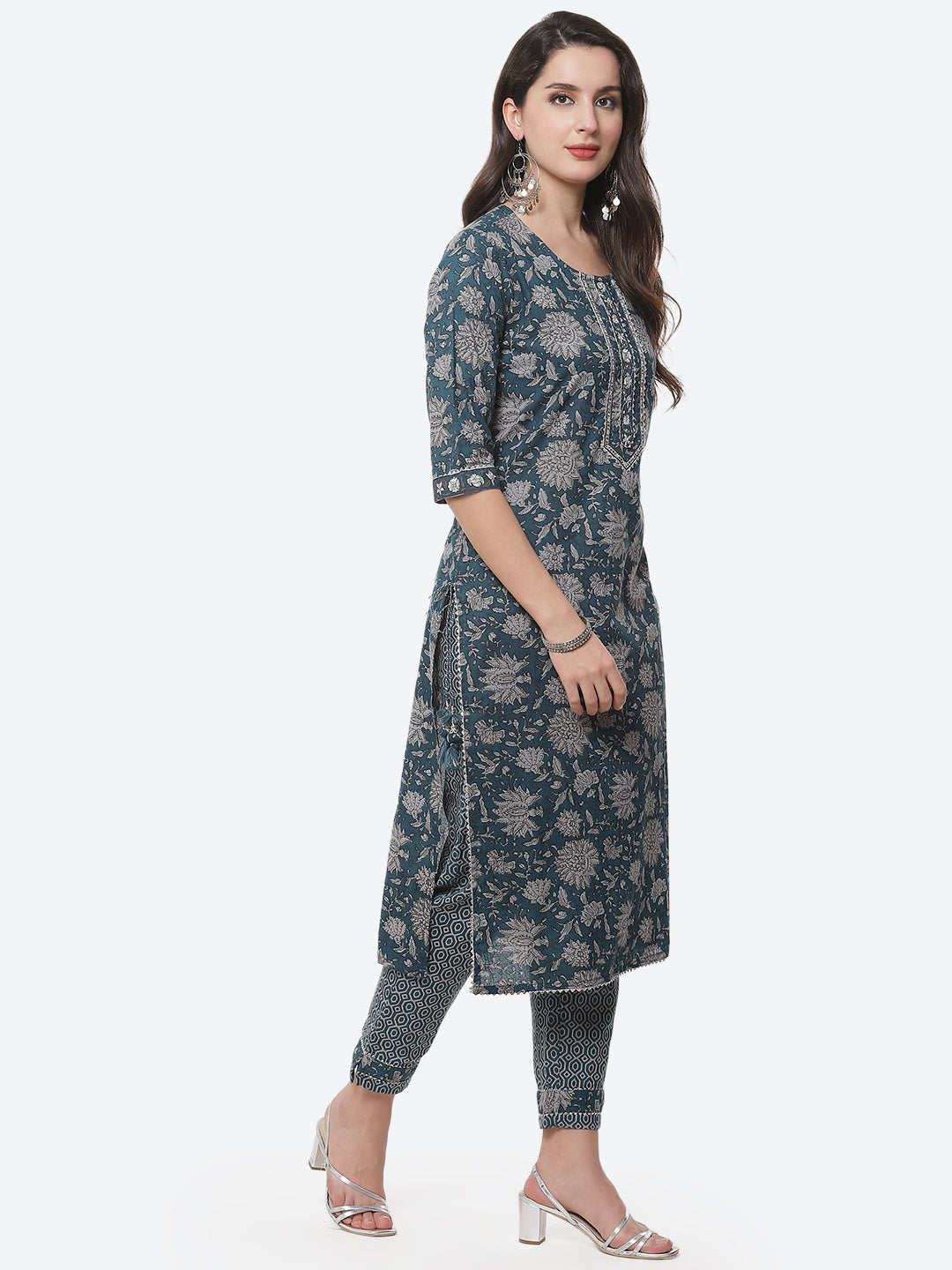 Floral Printed Cotton Stitched Salwar Kameez With Printed Dupatta