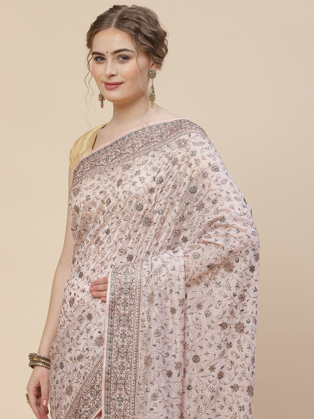 Resham Jaal Organza Embroidered Saree