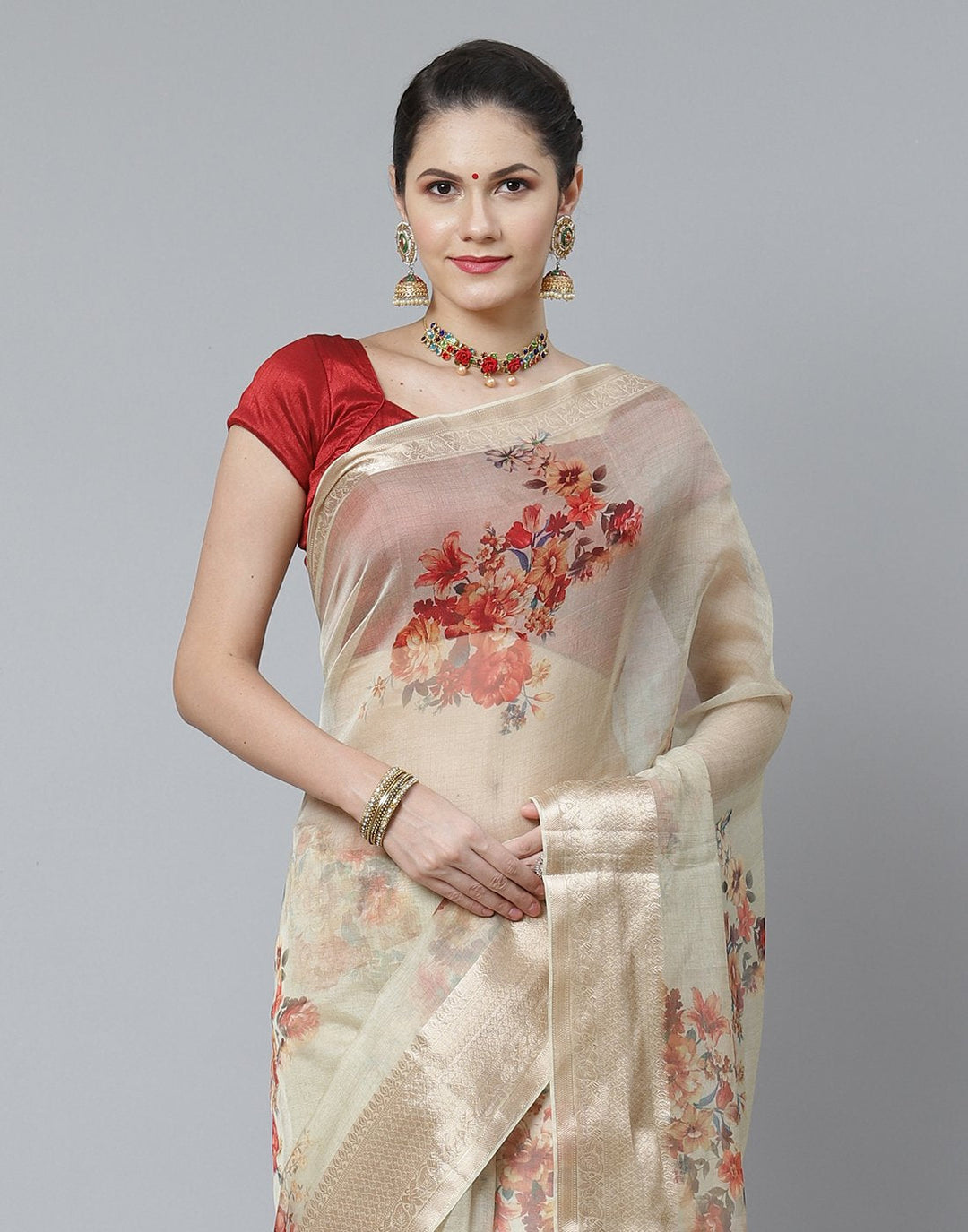 Digital Floral Printed Organza Saree