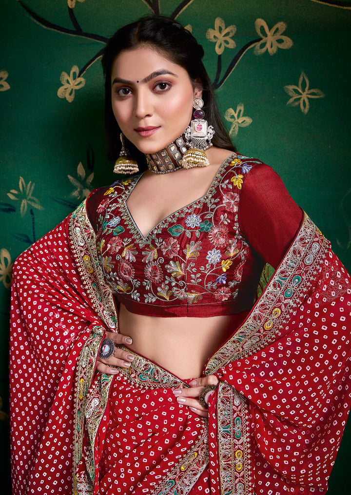 Bandhani Printed Georgette Saree