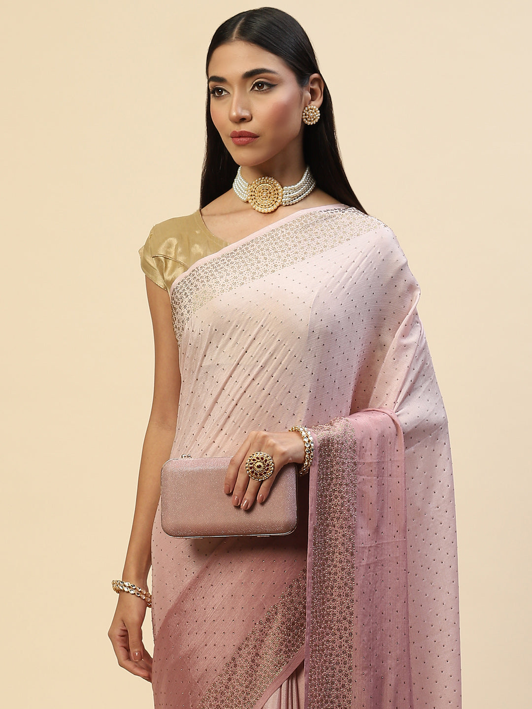 Swarovski Embroidered Chiffon Saree