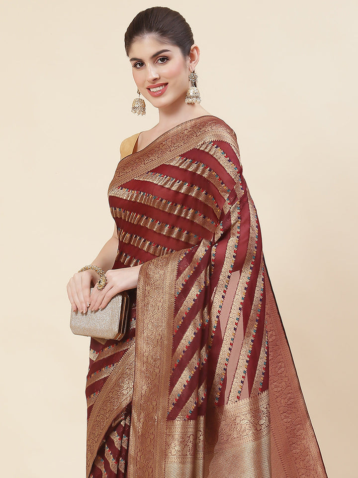 Zari Jaal Organza Woven Saree