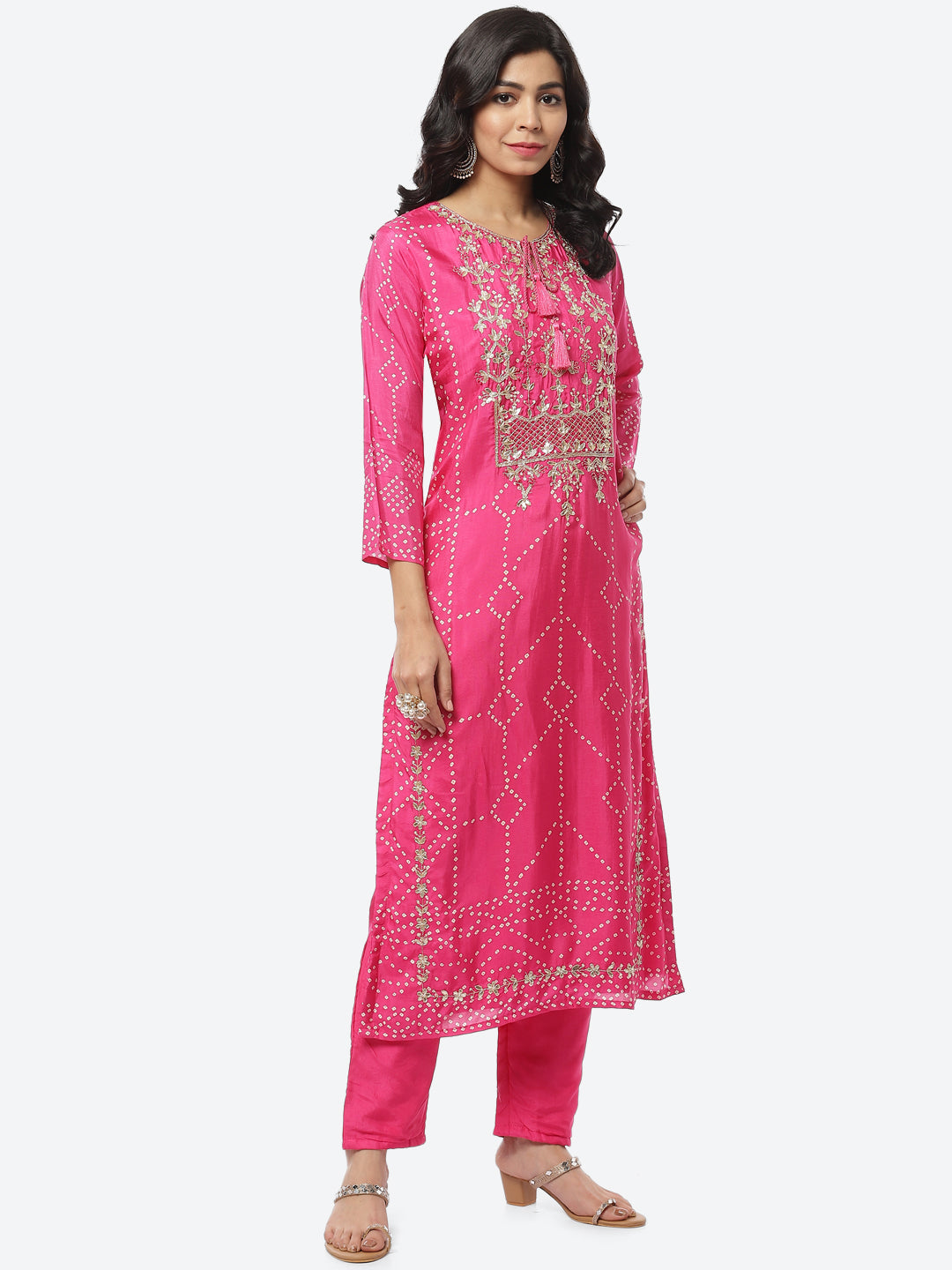 Gota Work Art Handloom Stitched Salwar Kameez With Chiffon Dupatta