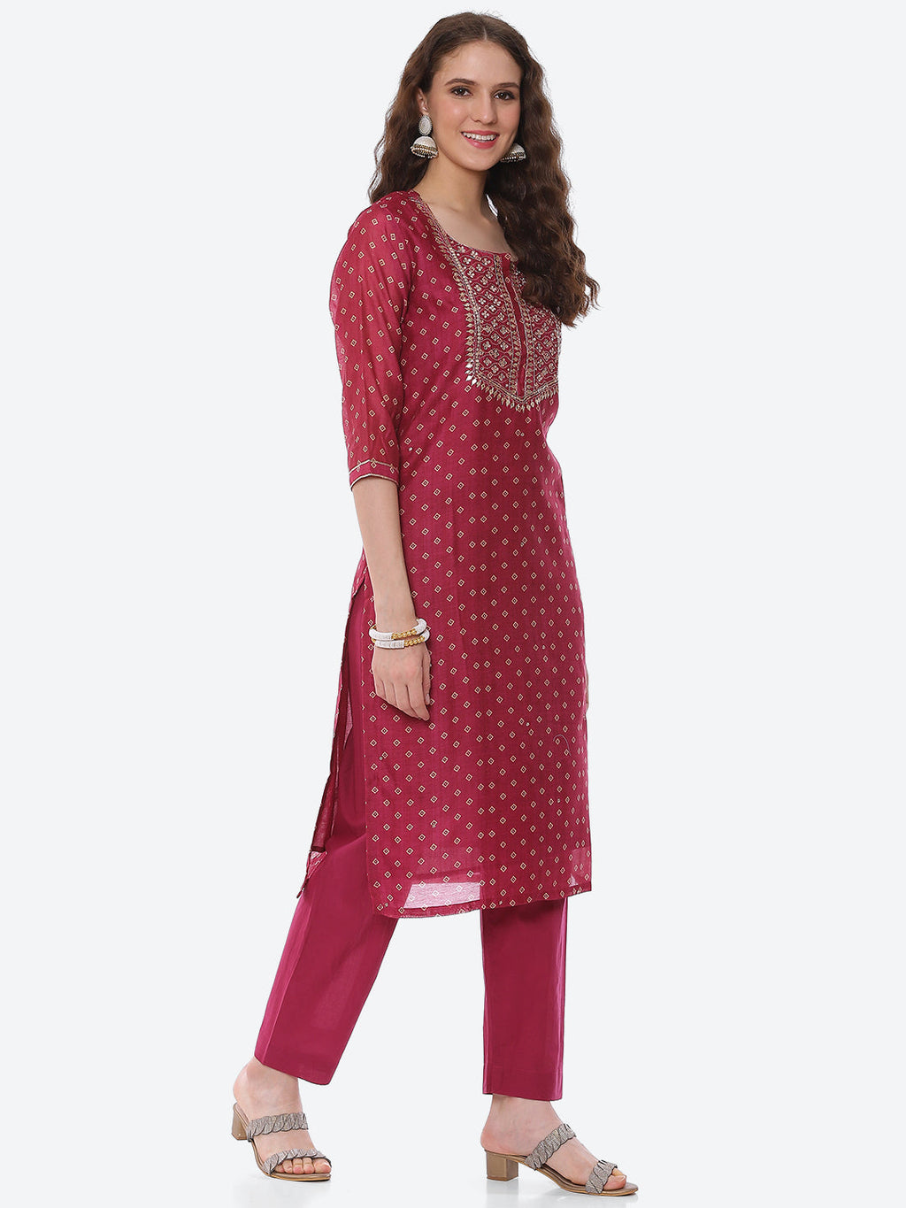 Mirror Gota Border Chanderi Kurta With Pant