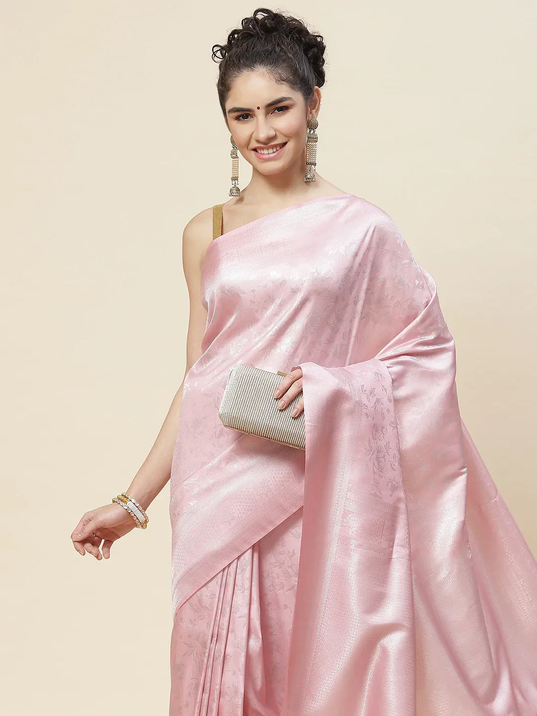 Floral Zari Jaal Handloom Woven Saree