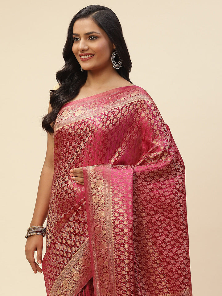 Brocade Zari Jaal Satin Woven Saree