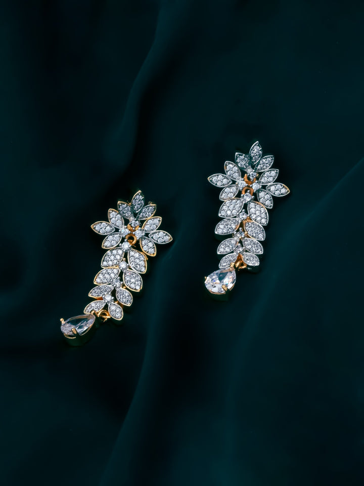 Gold &amp; White Drop Earrings