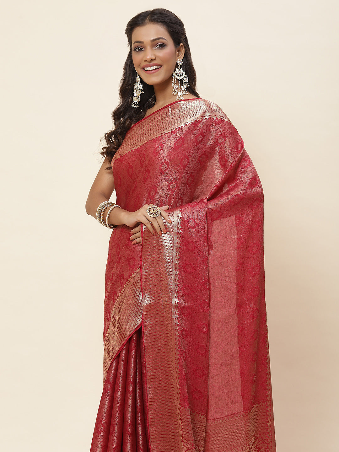 Light Brocade Woven Georgette Saree