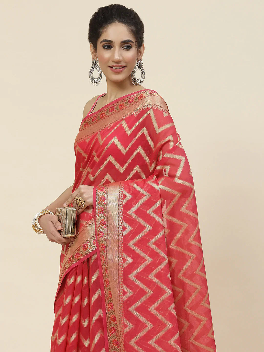 Zig Zag Cotton Woven Saree