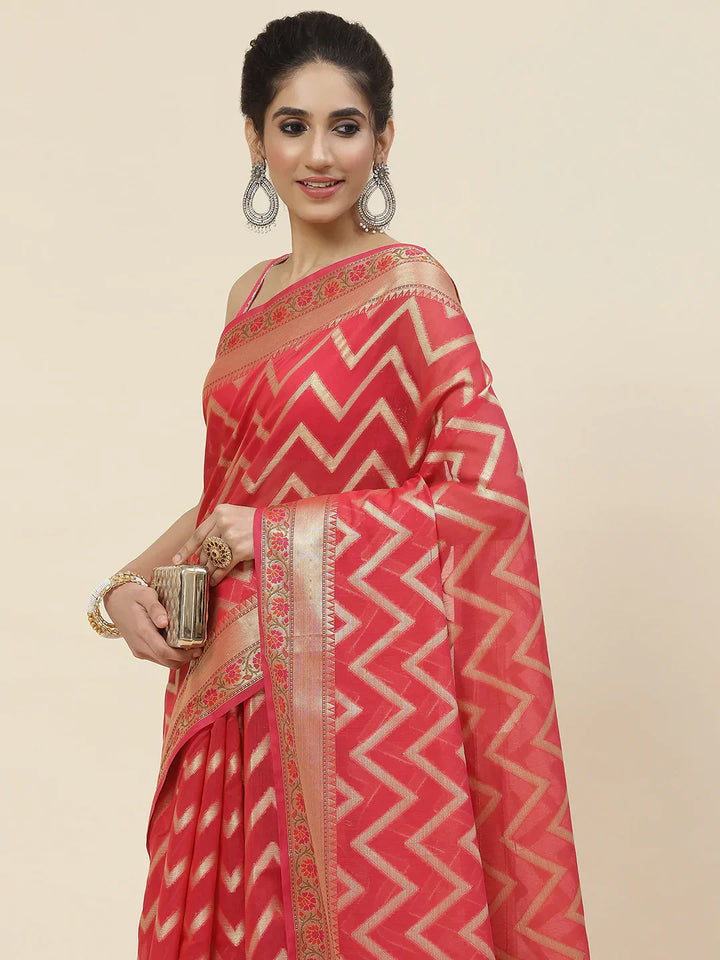 Zig Zag Cotton Woven Saree