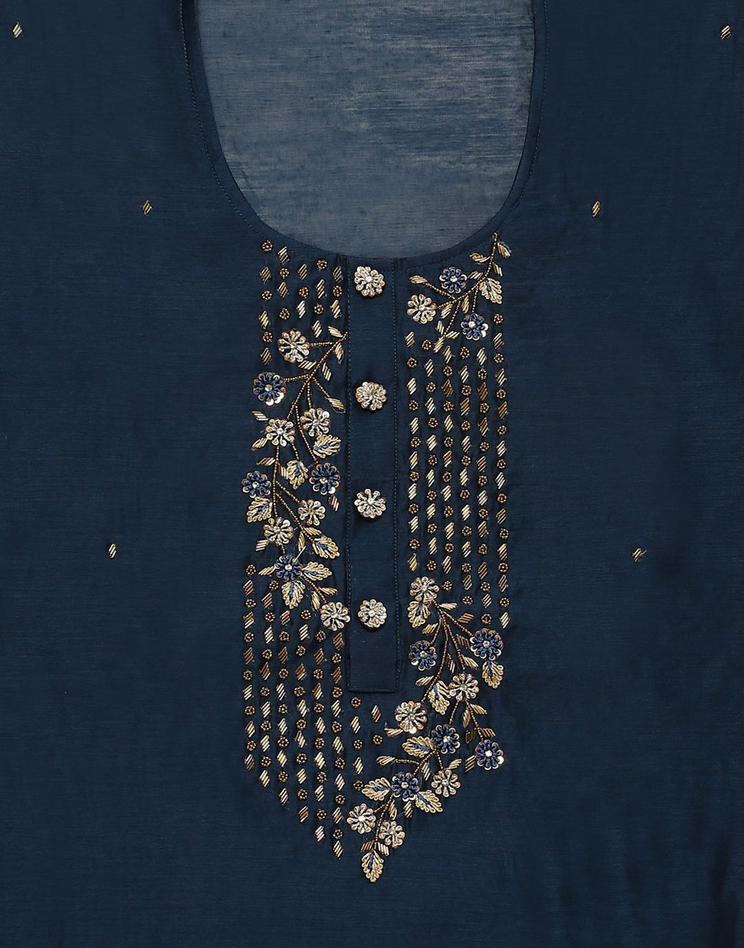 Embroidered Chanderi Suit Piece With Banarasi Dupatta