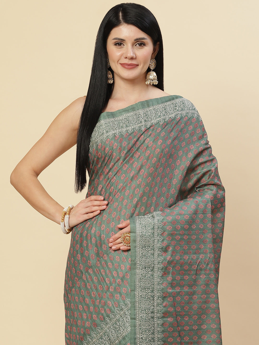 Digital Printed Tussar Saree