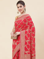 Floral Zari Jaal Georgette Plain Saree