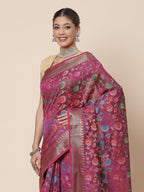 Floral Zari Jaal Cotton Woven Saree
