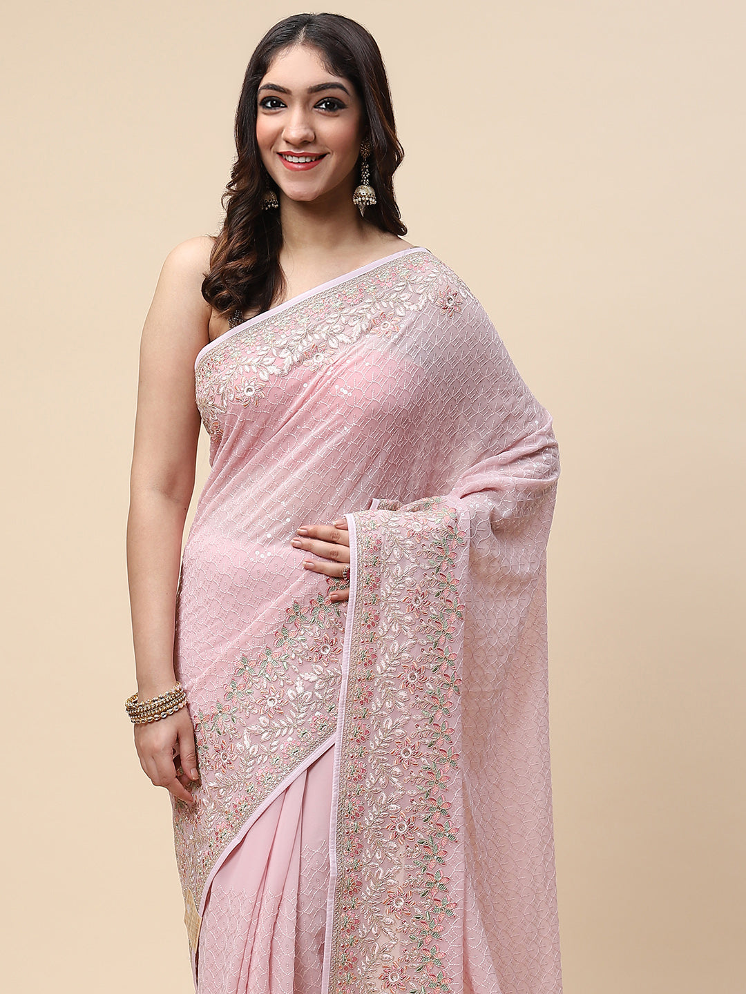 Sequin Embroidered Georgette Saree
