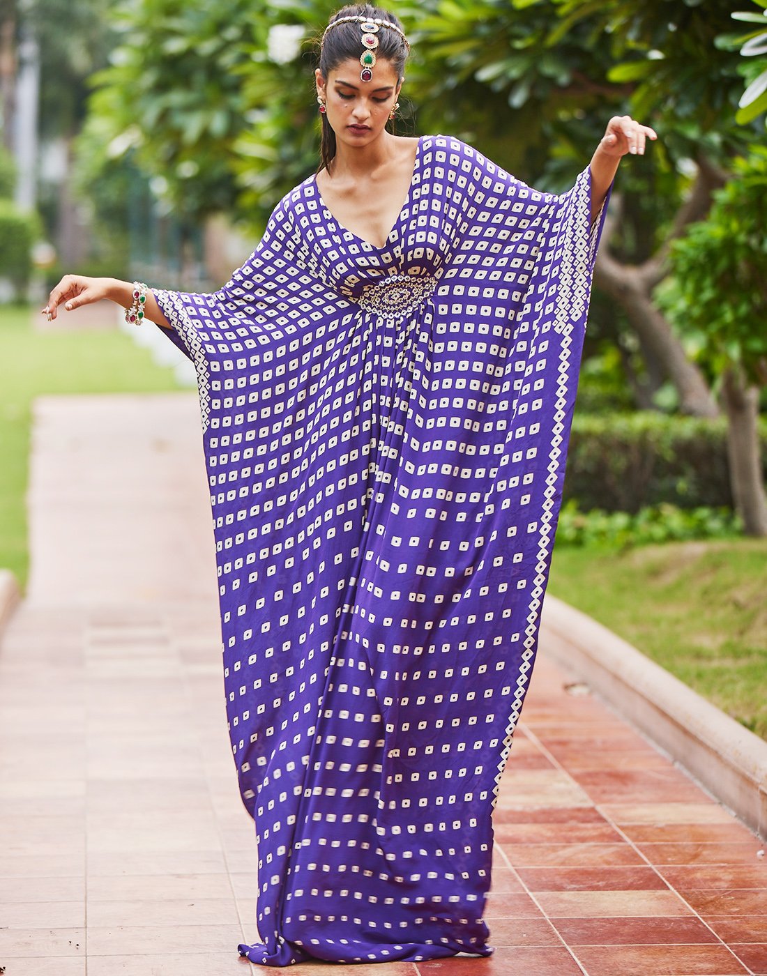 Digital Printed Crepe Kaftan Dress