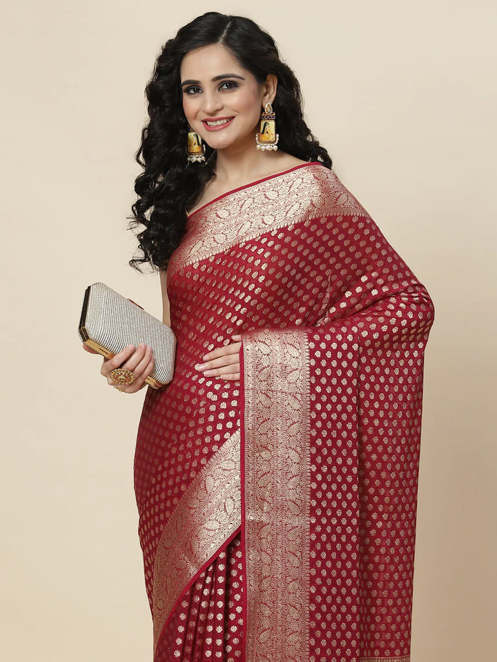 Zari Booti Georgette Plain saree