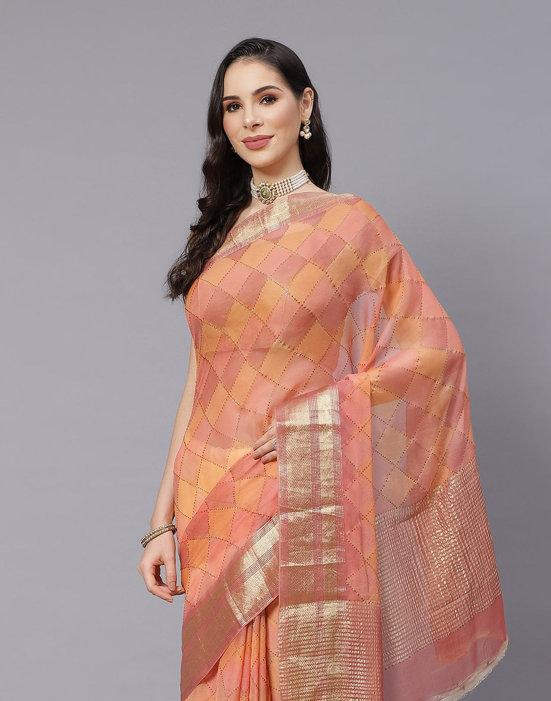 Chiffon Saree with Stone Work