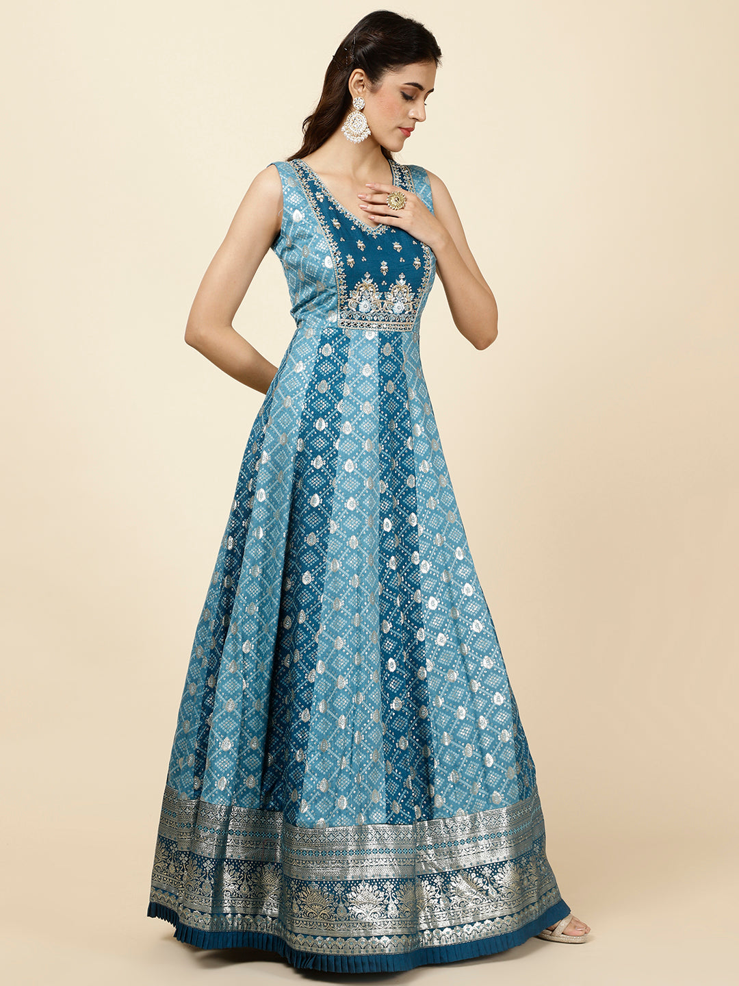 Zari Woven Chanderi Kurta With Dupatta
