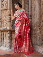 Floral Zari Jaal Banarasi Woven Saree