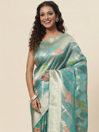 Floral Zari Jaal Handloom Woven Saree
