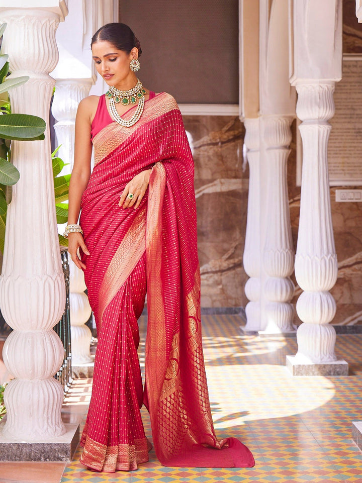 Brocade Crepe Plain Saree