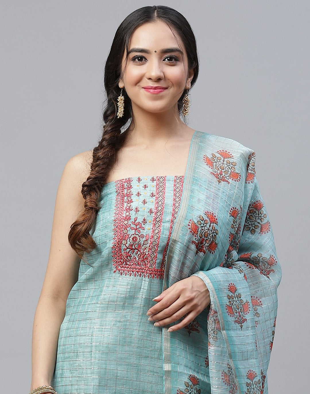 Chanderi Embroidered Suit Piece