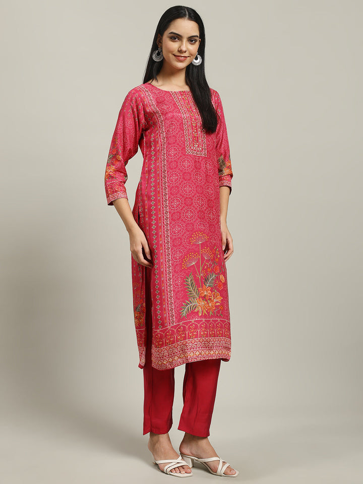 Printed Muslin Kurta With Pants &amp; Dupatta