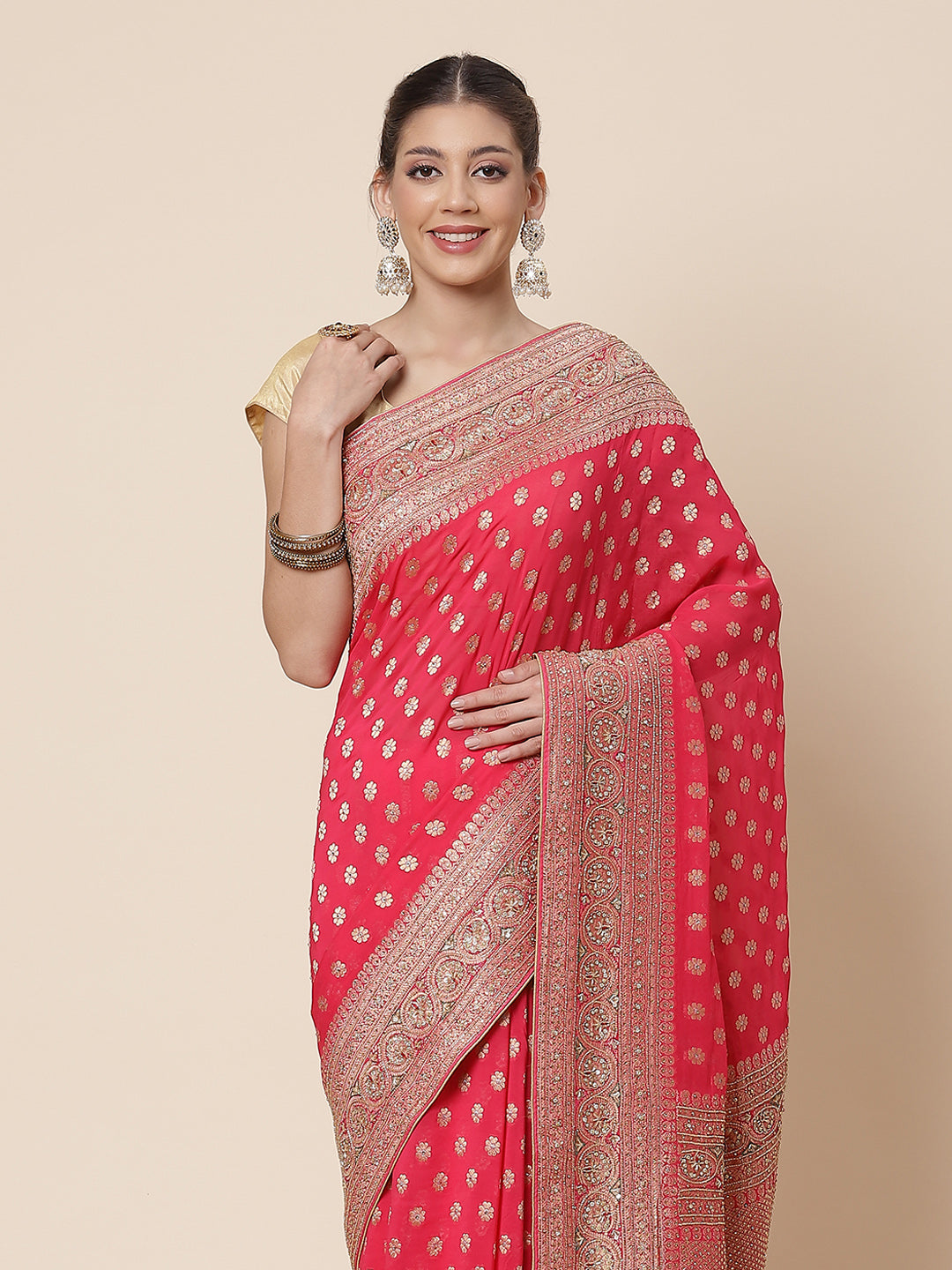 Stone Booti Banarsi Embroided Saree