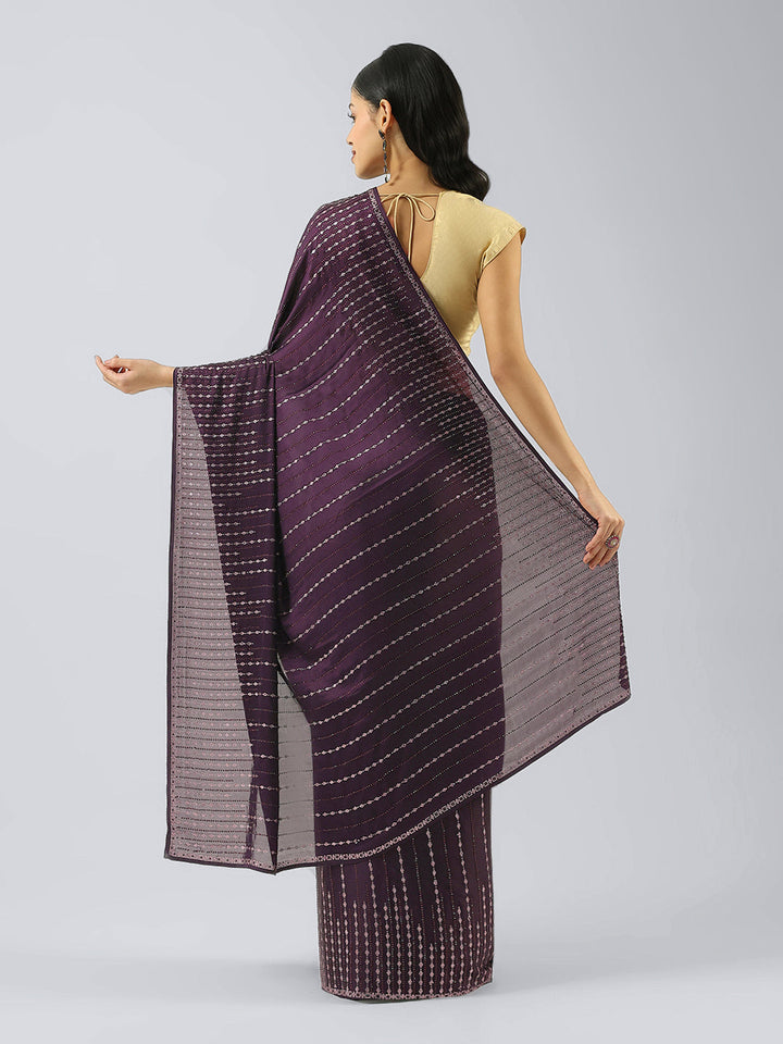 Stone Embellished Satin Saree