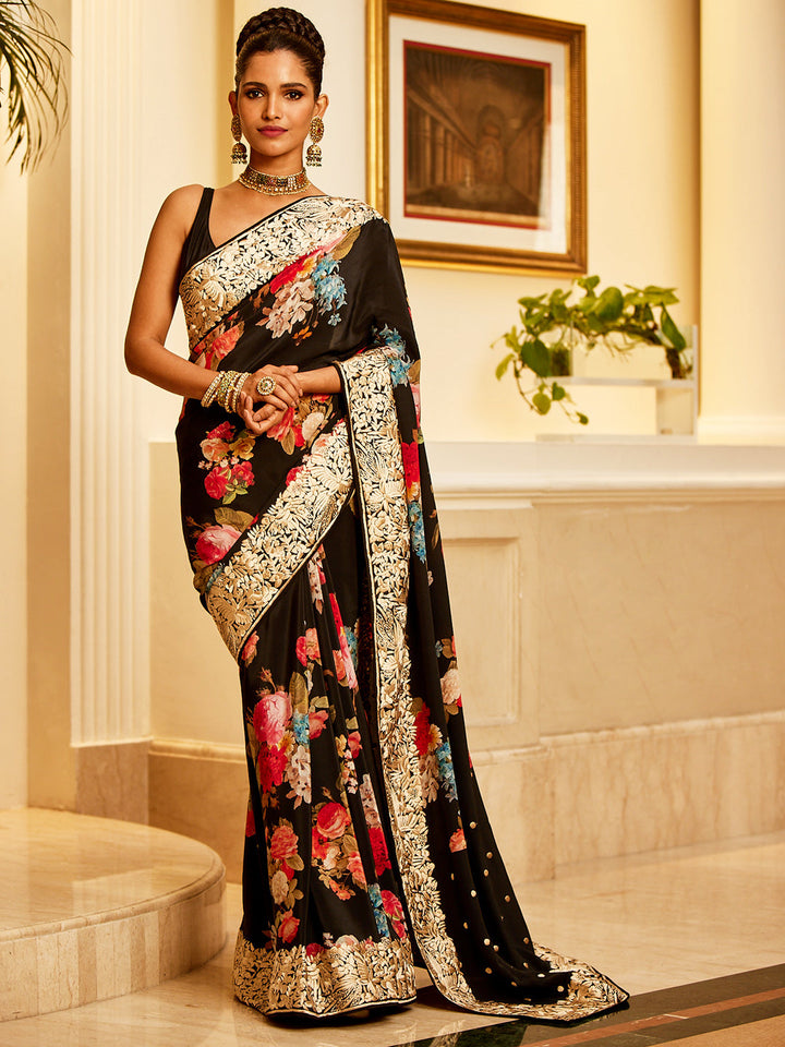 Crepe Embroidery Saree