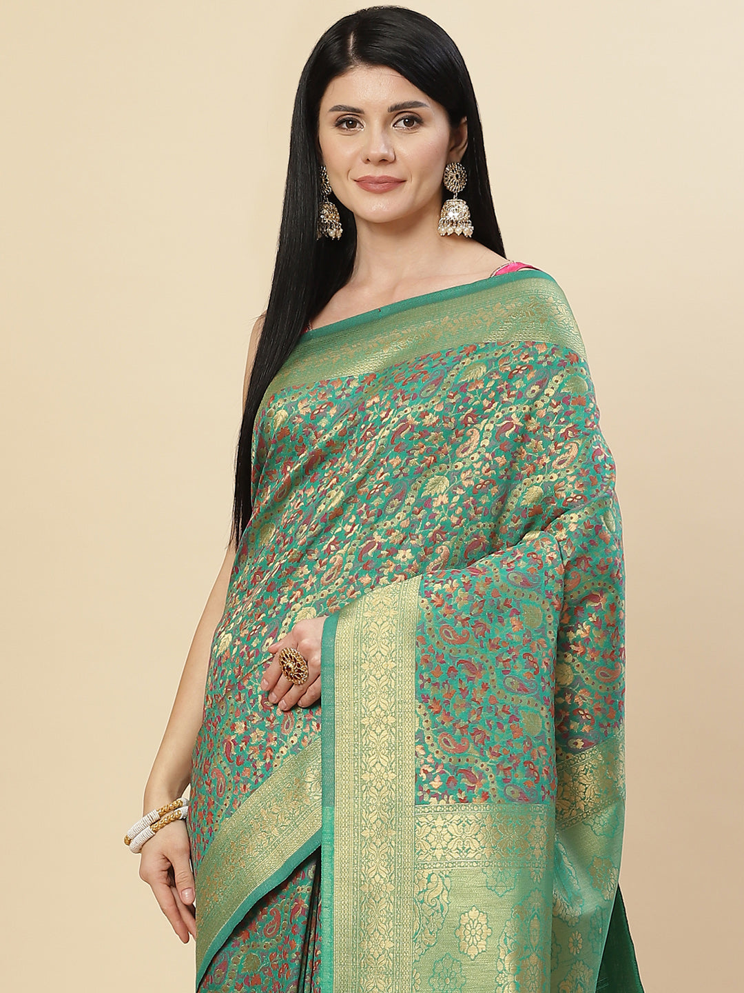 Zari Jaal Handloom Woven Saree