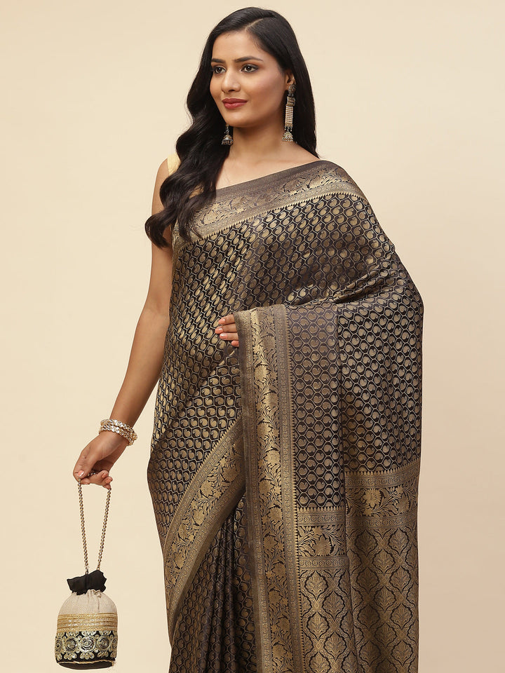 Brocade Zari Jaal Satin Woven Saree