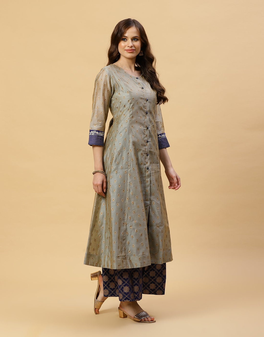 Printed Chanderi Kurti With Printed Palazzo