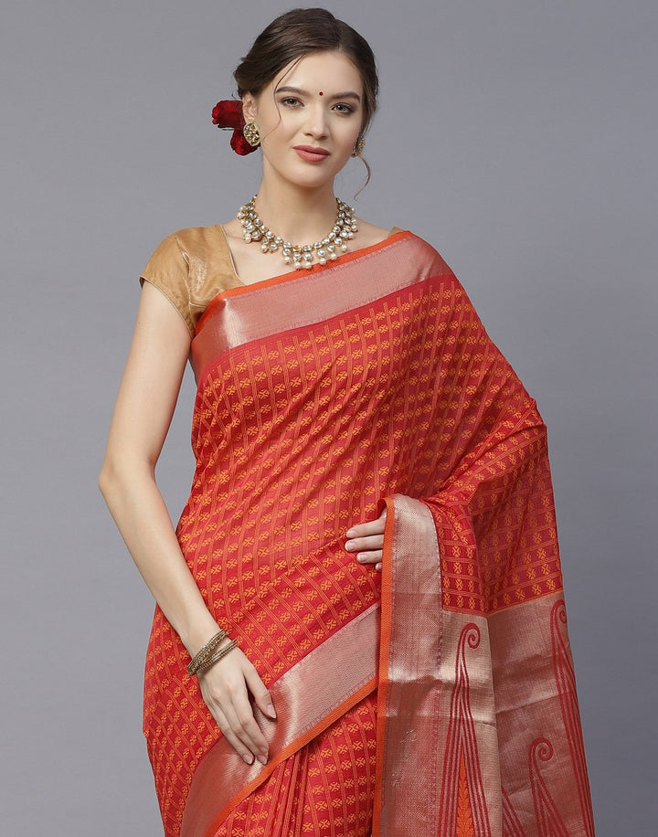Printed Cotton Chanderi Saree