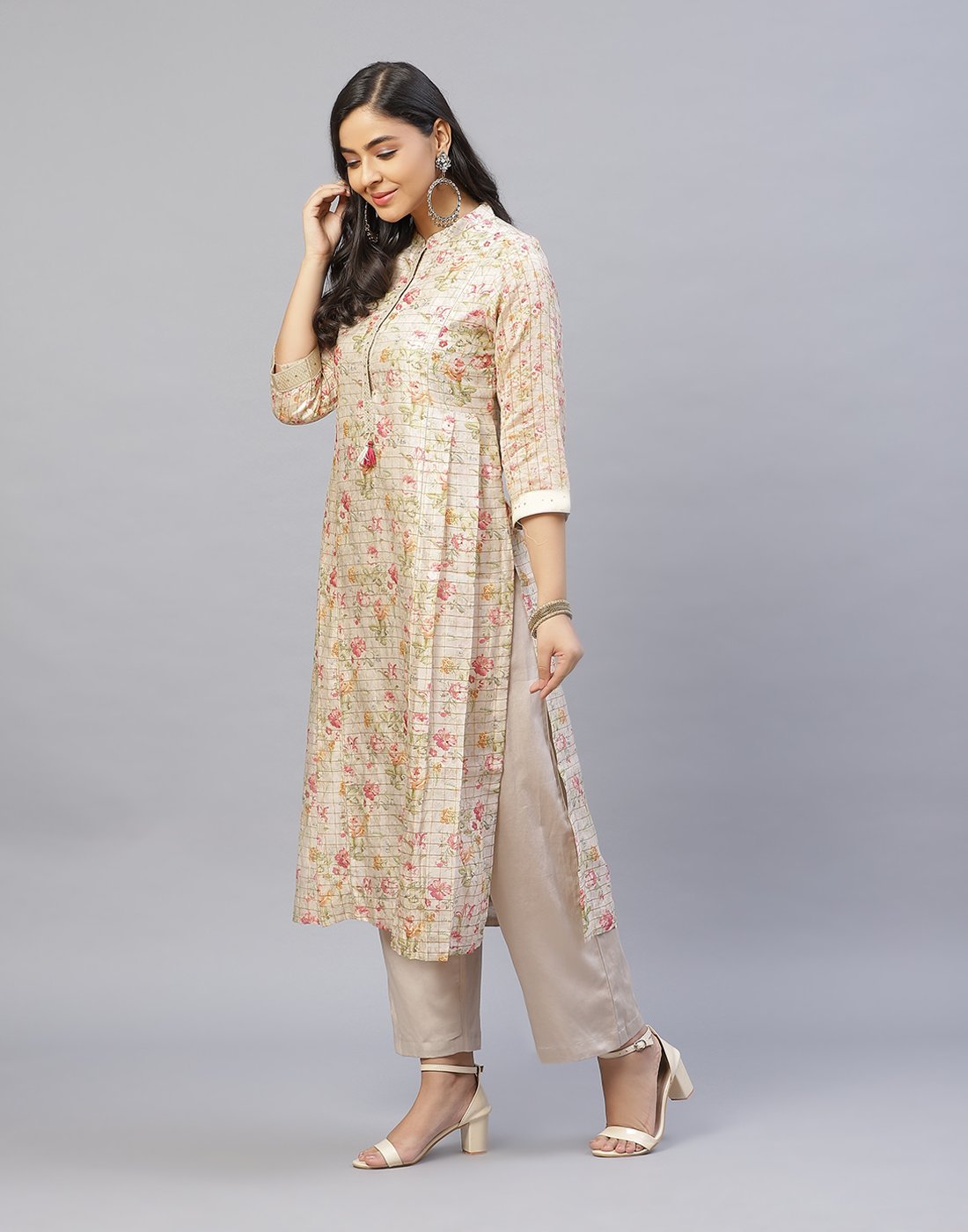 Chanderi Printed Kurti Pant Set