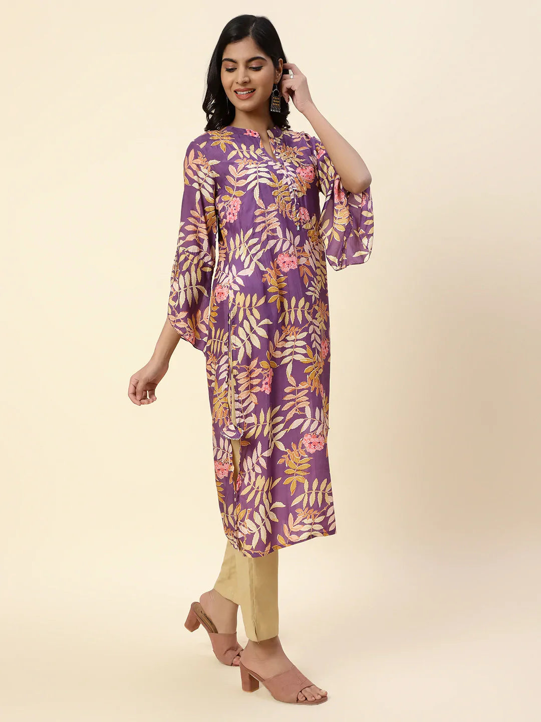 Floral Printed Muslin Kurta
