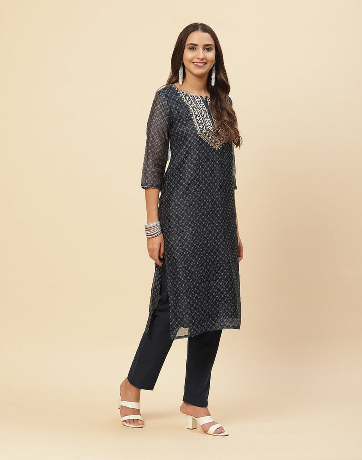 Embroidered Cotton Kurti With Pant