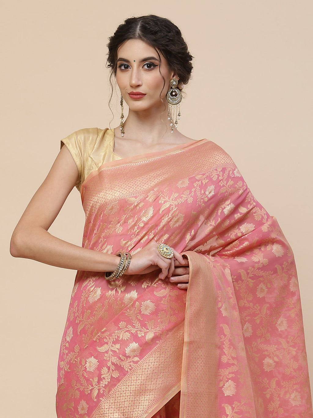 Zari Jaal Cotton Woven Saree