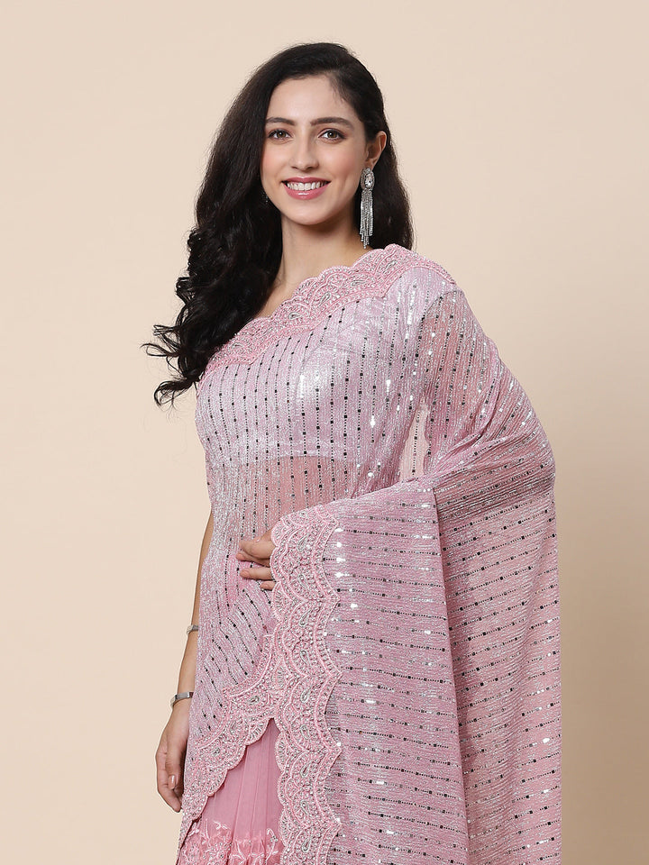 Stone work Handloom Net Embroidered Saree